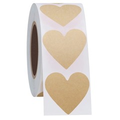 Hybsk Kraft Heart Stickers Valentine’s Day Crafting Scrapbooking 30mm Adhesive