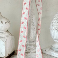 2.63 yards x 1.75 antique Pink French Ribbon silk woven 18th century note hand