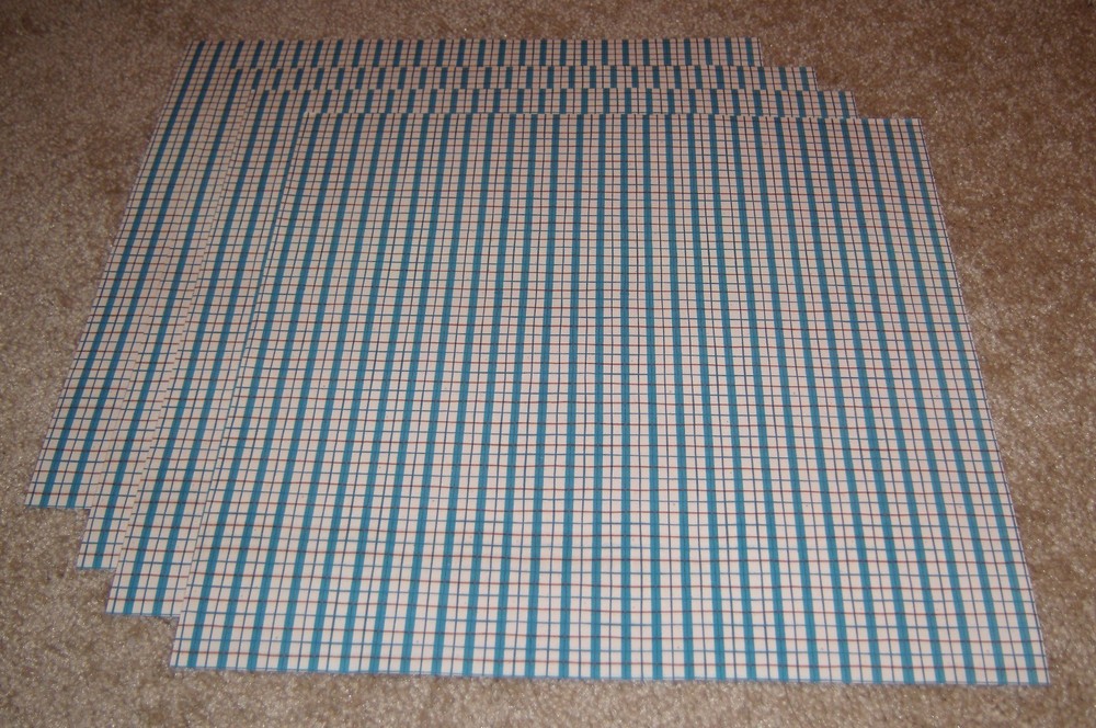 Bo Bunny 12×12 Paper Lot of Four ~ Blue/Rust Camp Out Plaid