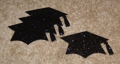Graduation Hats ~ AccuCut Design. Lot of Four in Black Glitter