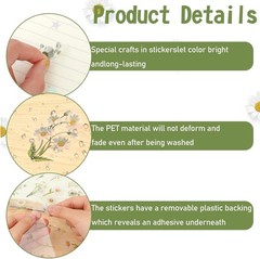 6 Pcs Clear Daisy Stickers, Waterproof Floral Vinyl Art Decals for Crafts