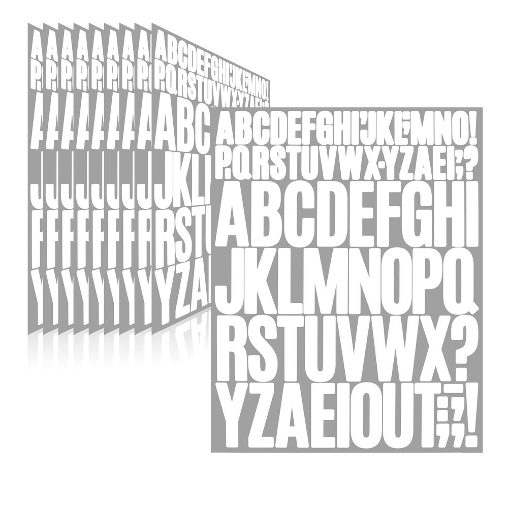 780-Piece Letter Stickers Set Vinyl Self-Adhesive for Mailbox Signs White