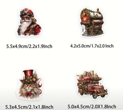 10pcs Steampunk Christmas Stickers- Scrapbook Journal, DIY Crafts & Cards