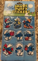 EUC NIP Sealed 80’s Smurfs Smurf Vintage Puffy Stickers 1981 set #2/10