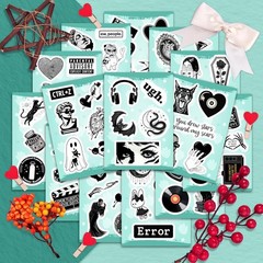 100 Black Vinyl Stickers – Perfect for Journals, Laptops & Water Bottles