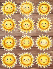 Sunny Sunshine Die Cut Vinyl Stickers Set Scrapbooking Laptop Waterbottle