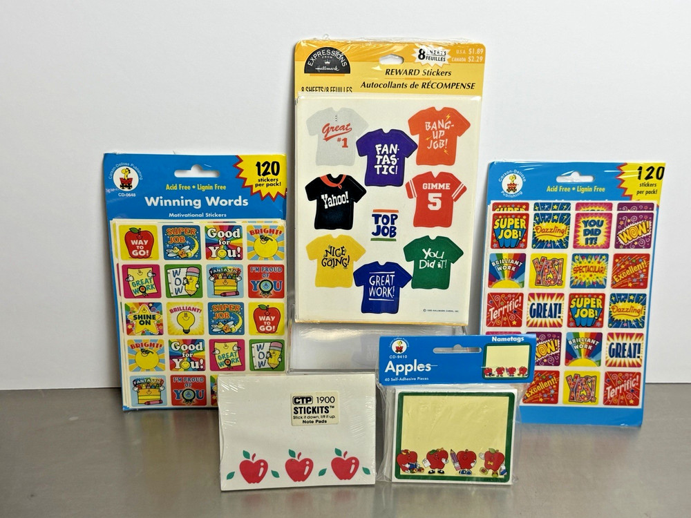 Carson Dellosa Hallmark Motivational Stickers Notepad Teacher Vintage Lot -NOS