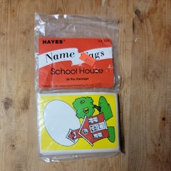 Vintage 1991 Name Tag Stickers Set of 36 School House Themed pack