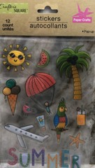 Stickers-1 Sheet Of 12 Pieces(Summer/Travel/Sunshine/Ice Cream/Birds)SHIPN 24HRS