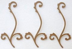 {6} ACCENT SWiRL – Style 5 – Bare Unfinished Flourish Chipboard Die Cuts – 4 1/2