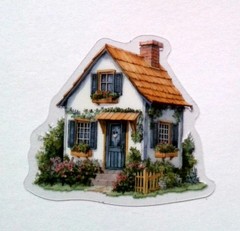 Cottage Style Fairy Tale House Clear Vinyl Decal Sticker Water Resistant Laptop