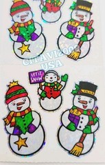 HAMBLY STUDIOS STICKERS HOLIDAY PRISMATIC CHRISTMAS LET IT SNOW SNOWMAN VINTAGE
