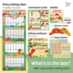 Dinosaur Potty Training Chart for Toddlers, 194 Stickers, Reward Set