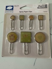 Cloud 9 Design Series Photo Banner II Epoxy Paper Clips 7Pc Baby Girl Themed