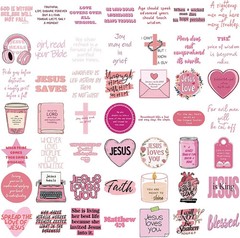 50Pcs Bible Verse Stickers Pink Christian Decals Motivational Sticker Pack, Posi