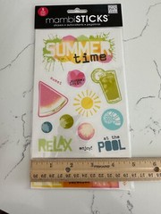 Me & My Big Ideas Mambi Stickers «Summer Time» Relax Heat Beach Sun Scrapbooking