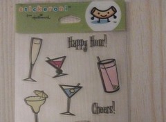 Cocktails~Happy Hour~Cheers~Stickeroni~36 Stickers~2 Sheets~NIP