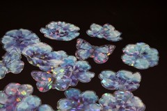 Crystal Flower PET sticker | flower blue butterfly holographic themed PET