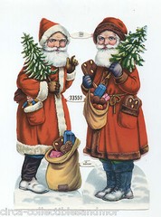 Christmas Santa PZB 33557 Germany Die Cut 6-3/4″ Embossed Scraps Unused Vintage