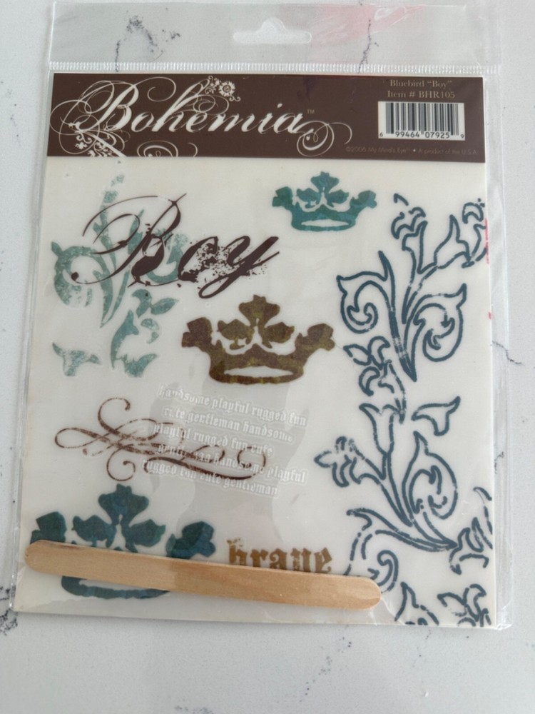 My Minds Eye Bohemia Bluebird «Boy» BHR105 Rub On Brave Strong Boy Scrapbooking