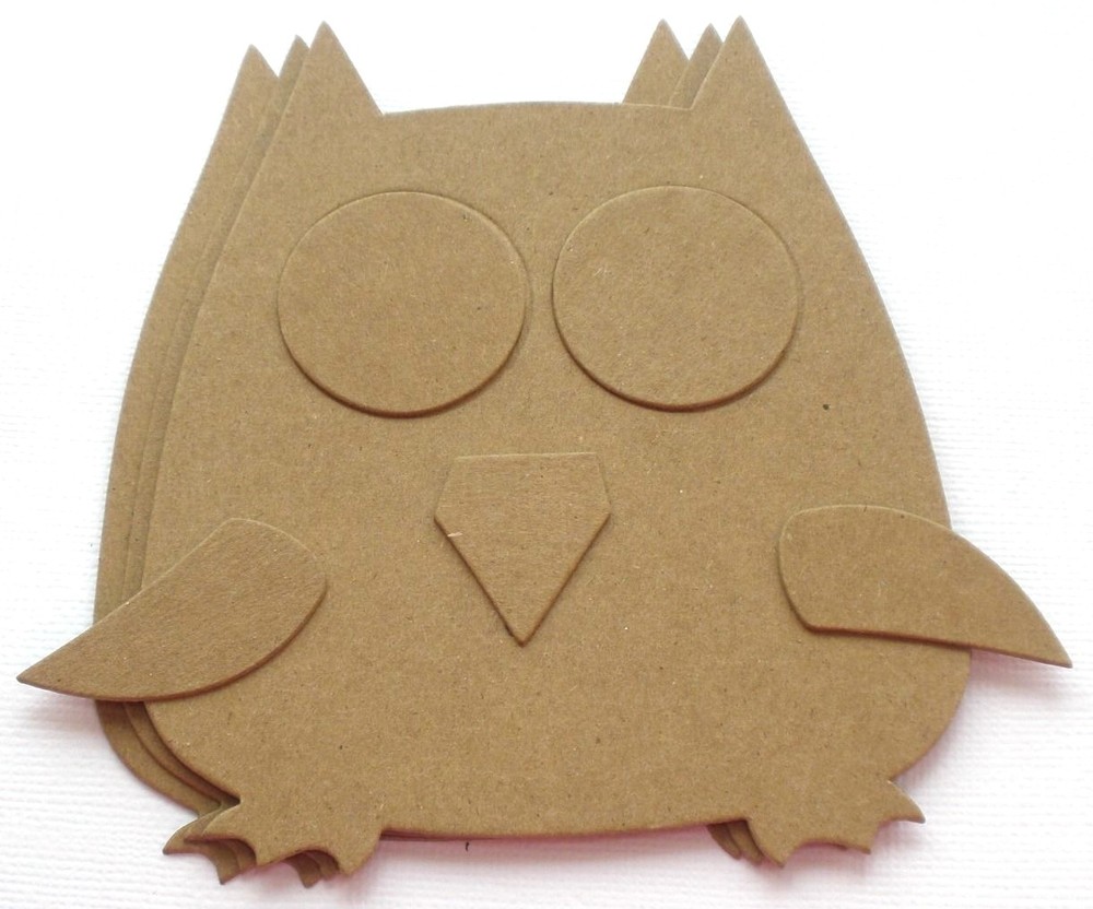 {3} OWLS – Bare Chipboard Die Cuts Embellishments – 4 1/2″ inches