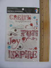 Imaginisce SAY THE WORD Rub-ons & Rhinestones Laughter Fun Joy Inspire NOS