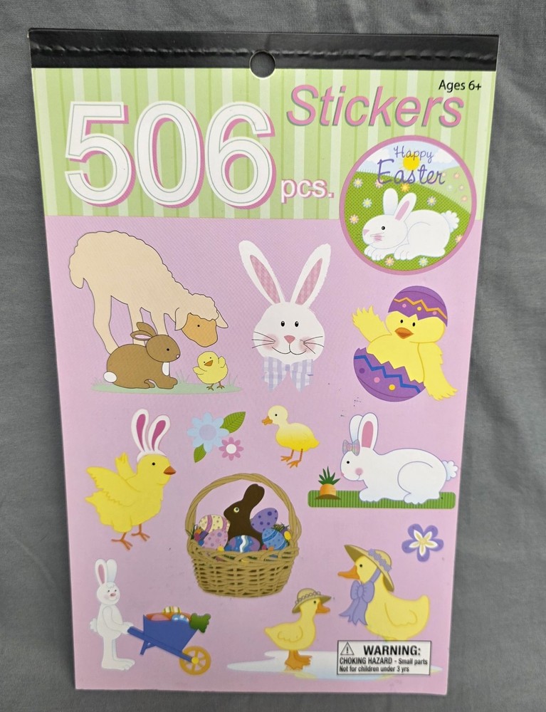 Nicole Crafts 506 EASTER Stickers Book 6 Complete Sheets 3 Designs Eggs Mini