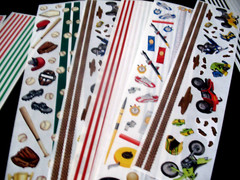 Lot Stickers, Dirt bikes, Lines in multiple colors, Baseball, Track&Field