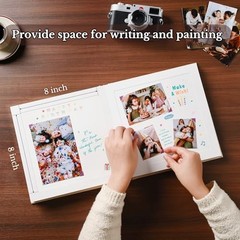Pssoss Linen Scrapbook Album 8×8 DIY Photo Memory Book 40 Pages Beige Hardcover