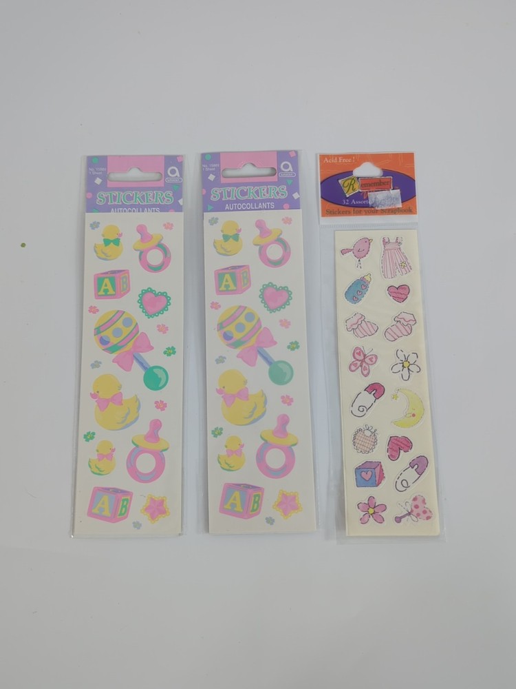Vintage Baby Girl Stickers Amscan Remember When Scrapbooking Paper Crafting