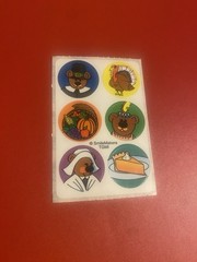 Vintage Thanksgiving Bears Sticker Mod Smile Makers 2×4 Inches