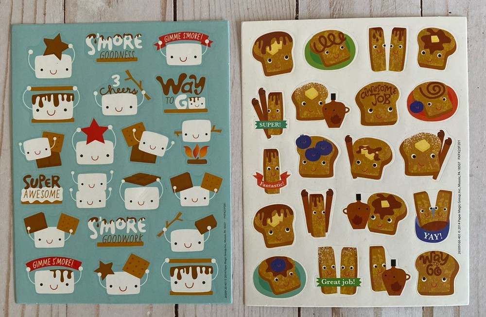S’mores And French Toast Scratch Sniff Stickers 2 Single Sheets New Comfort Food