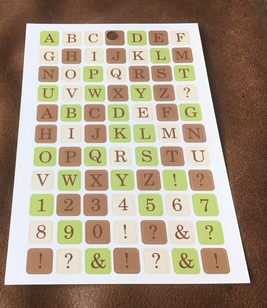 DEJA VIEWS STICKER SHEET BLOCK ABCs GREEN TAN BROWN AUTUMN FALL *