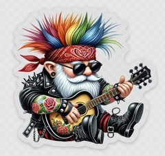 Punk Rock Gnome Waterproof Vinyl Sticker Laptop Guitar Case Decal