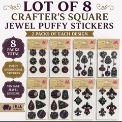 Lot of 8 Crafter’s Square Jewel Puffy Sticker Packs – 2 of Each Design
