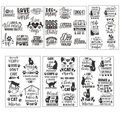 Guirongxin 6Sheets Pet Dog and Cat Funny Words 5.6×5.6inch/4.4×6.4inch, Clear