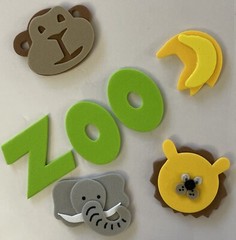 ZOO Foamies Stickers(7pc) Darice•Animals•Elephant•Lion •Monkey•Card making.