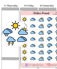 Weather Icon Planner Sticker, Calendar and Bullet Journal Sticker
