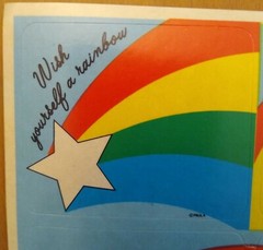 Vintage 80s RAINBOWS Stickers by Paula sun, cloud, star words rainbow stick ons