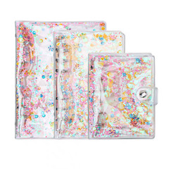 A6 Sticker Book Binder 6 Ring Reusable Pages 20 Sheets Glitter Sequin Japan NEW
