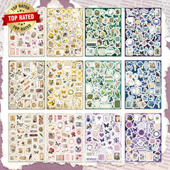 540 PCS Vintage Floral Scrapbook Supplies & Scrapbook Stickers Junk Journal Supp