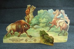 Old Die Cut. Native American buffalo hunt. Russian Empire. Late 19th century.