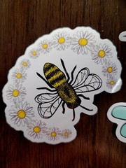 STICKERS x 5 Honey Bee Happy Apiculture Beehive Cartoon Large Sticker BEE9A