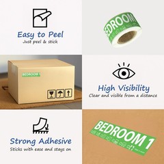 Home Moving Labels – 600 Color-Coded Stickers (50 Each for 12 Rooms) – Organize