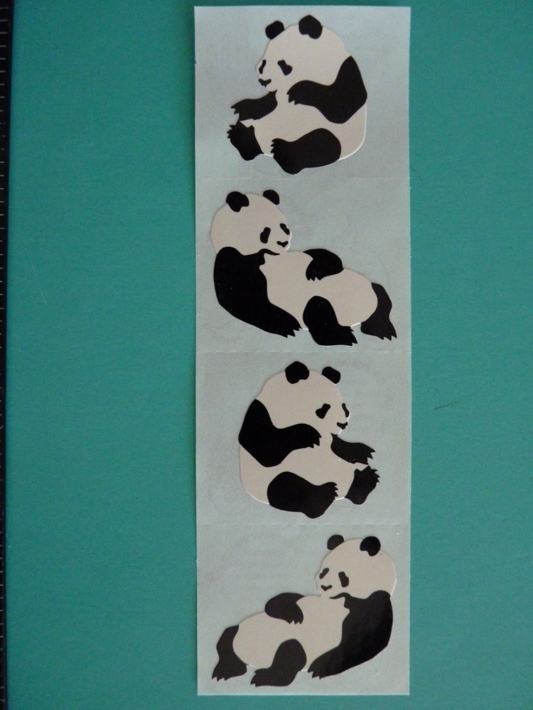 Vintage 1987 Mrs. Grossman’s Stickers PANDA BEARS (4) Mods 2″ x 1.5″