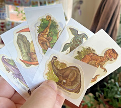 Vintage 80s Sticker Lot: Restored Dinosaur Brontosaurus T-Rex Stickers (READ)
