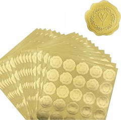 10/500 Pcs Gold Embossed Wax Seal Looking Heart Envelope Seals for Wedding Party