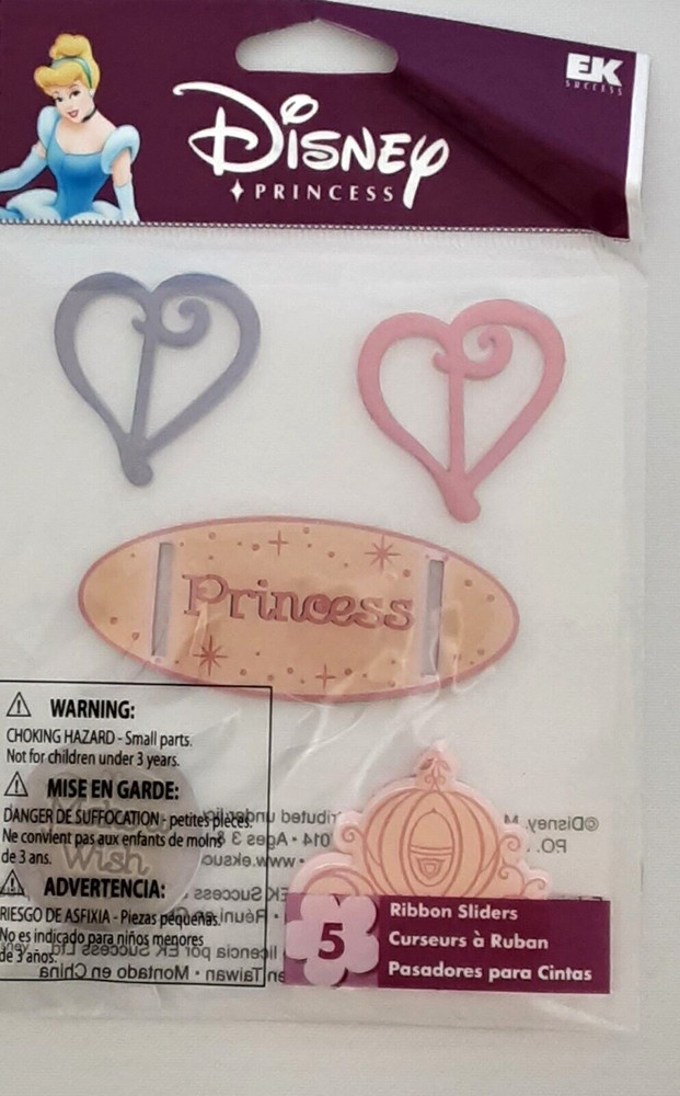 Disney Princess Carriage Wish Disneyland World Pink Purple Heart Ribbon Sliders