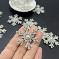 CraftbuddyUS 10pcs x40mm Glitter Rhinestone Snowflake patches, DIY(w/o Adhesive)