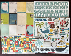 October Afternoon TREASURE MAP Banner, Brads, 12×12 Paper/Stickers Borders Washi
